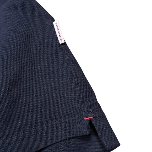 Orlebar Brown IWC Watches Navy Blue White Striped Pique Polo Shirt Mens Medium - Picture 5 of 9